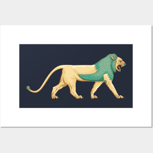 Turquoise Lion of Ishtar gate Posters and Art